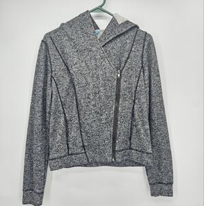 Nanette Lepore Hoodie L’amour Asymmetrical Zip Up Knit Sweatshirt Long Sleeve M